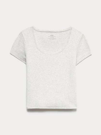 Marks & Spencer
                    Girls Lace Trim Fitted Crop T-Shirt