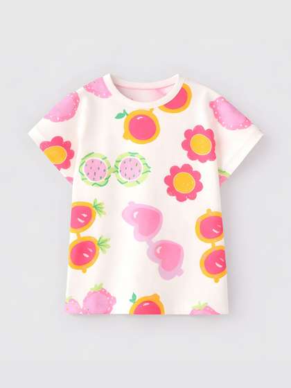 Googo Gaaga Girls Cotton
                    Printed Half Sleeves Tshirts