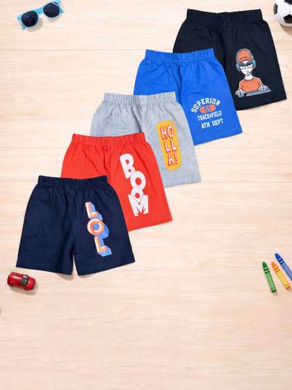 FAZZA Boys Pack Of 5
                      Cotton Printed Shorts