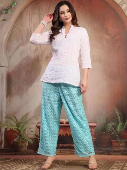 Sangria Self Design
                      Straight Palazzos