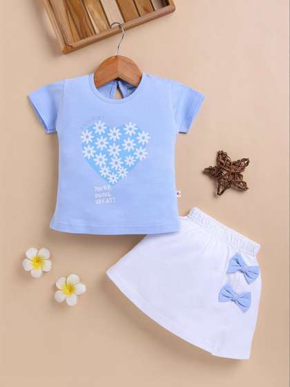BUMZEE Girls Printed
                    T-shirt with Skirt