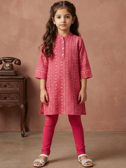 Miss & Chief Girls
                    Ethnic Printed Kurta Set Straight Pants Tops