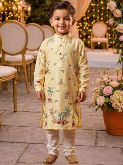 BAESD Boys Ethnic Motifs
                    Embroidered Regular Kurta with Pyjamas