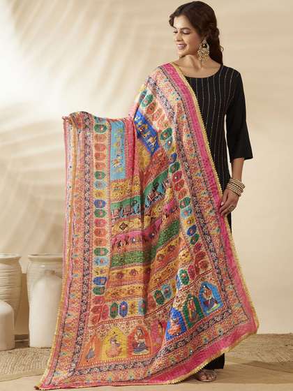 HANDICRAFT PALACE
                        Ethnic Motifs Embroidered Dupatta with
                        Sequinned