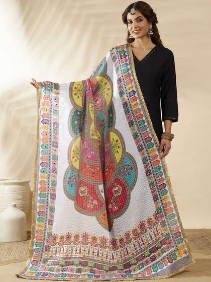 HANDICRAFT PALACE
                        Ethnic Motifs Embroidered Dupatta with
                        Sequinned