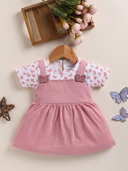 BUMZEE Animal Printed
                    Round Neck Pinafore Cotton Dress
