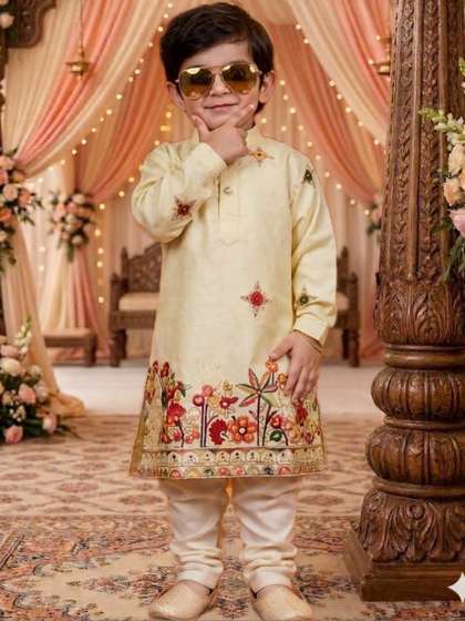 BAESD Boys Ethnic
                      Motifs Embroidered Regular Kurta with Pyjamas