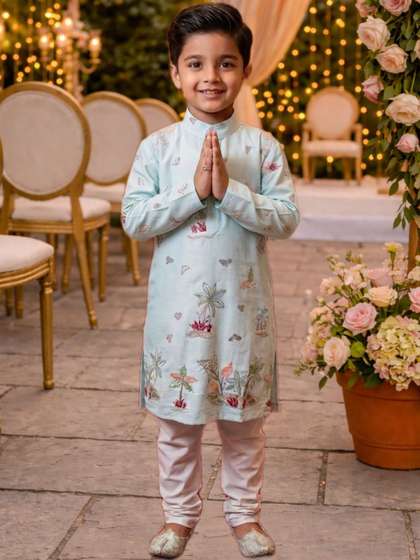 BAESD Boys Ethnic
                      Motifs Embroidered Regular Kurta with Pyjamas
