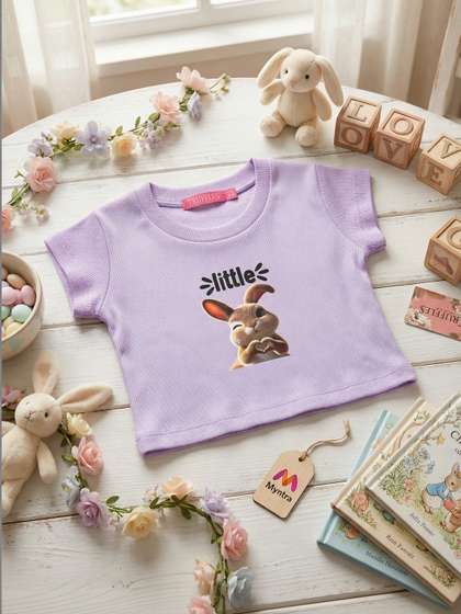 TRUFFLES Girls Lavender
                    'style Forever' Floral Print Ribbed Crop Tops