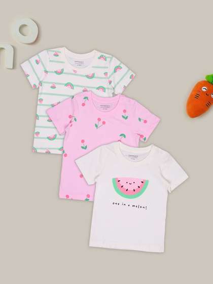 Pantaloons Baby White
                    Pink Assorted Print Casual - Pack Of 3 Tshirts