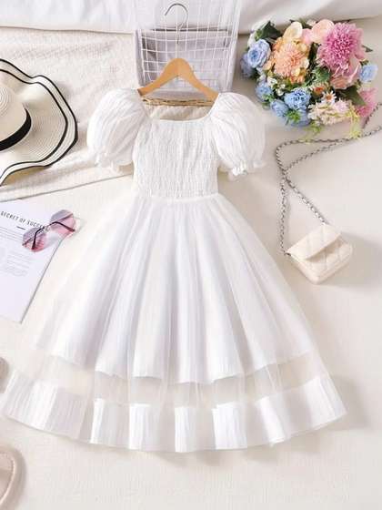 TIOR Girls Net Fit &
                    Flare Dress