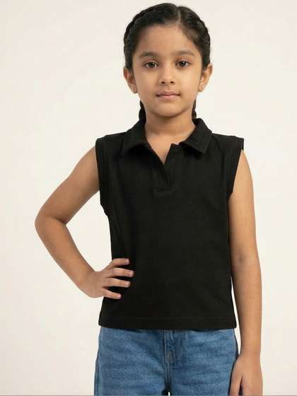 YK Girls Cotton Shirt
                    Collar Top