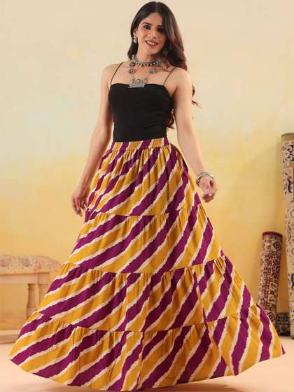 Rimeline Women Pure
                        Cotton Cotton Cambric Self Design Maxi Flared
                        Skirt