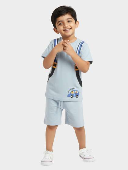 Orange Sugar Kids
                        Printed Round Neck Pure Cotton T-Shirt With
                        Shorts