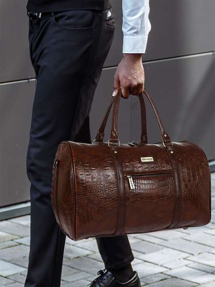 FUR JADEN Unisex Brown
                      Textured Duffel Bag