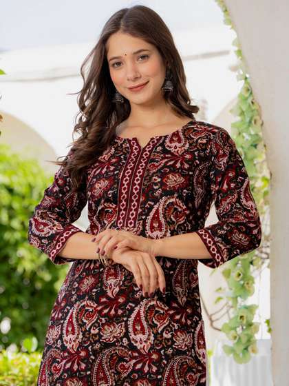 Jsimar Paisley
                        Printed V-Neck Kurti
