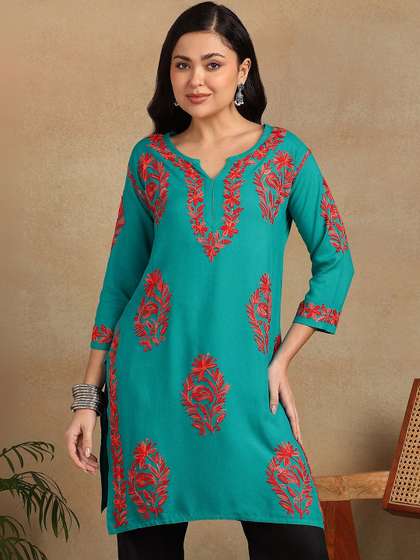 TOP N THREAD Women
                        Floral Embroidered Kashimiri Aari Work A-Line
                        Flared Kurti