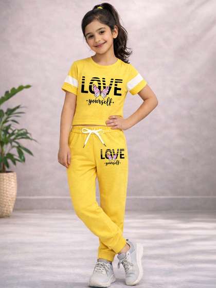 HERE&NOW Girls
                      Printed Crop Top & Trackpants Set