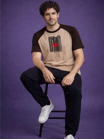 DAMN GUD DG Men
                        Typography Colourblocked Round Neck Cotton
                        T-shirt