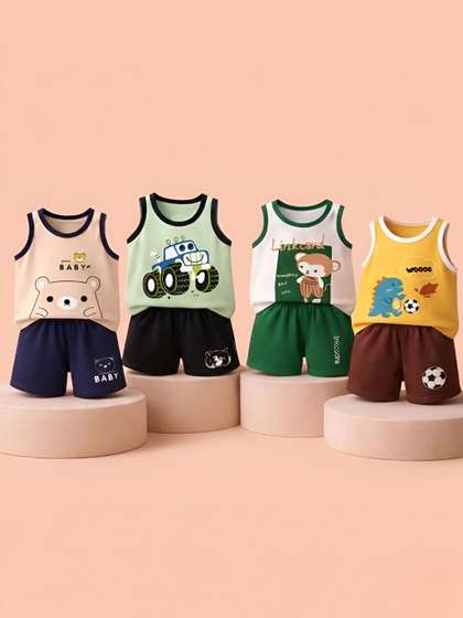 PY PINKYOU Unisex
                        Kids Printed T-shirt with Shorts
