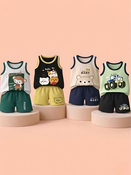 PY PINKYOU Unisex Kids
                    Printed T-shirt with Shorts