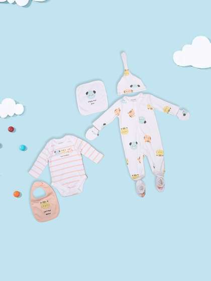 Pantaloons Baby Girls
                    Pack Of 7 Pure Cotton Baby Apparel Gift Set