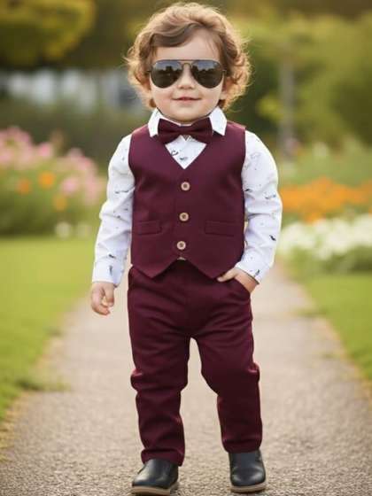 Torham Boys V-Neck 3
                    Piece Waistcoat and Trousers Suits