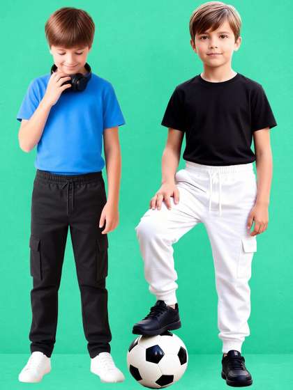 NUSYL Boys Pack of 2
                      Regular Fit Training Joggers