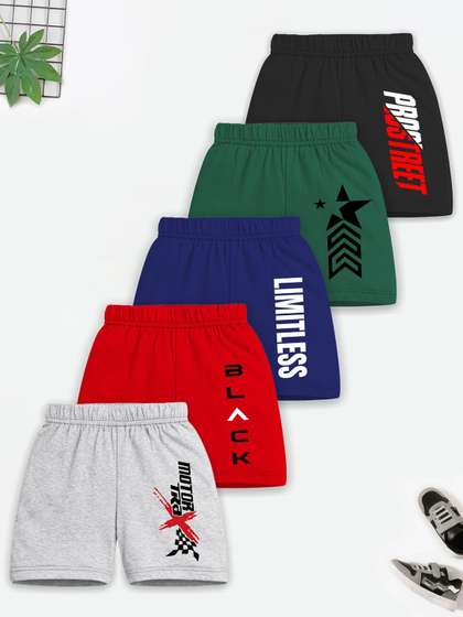 YK X Trampoline Unisex
                    Kids Typography Printed Shorts