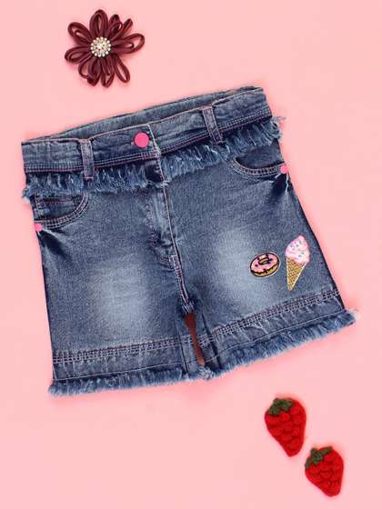CUTECUMBER Girls
                    Embroidered Denim Denim Shorts