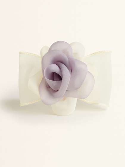Choko Girls Purple
                      Ethnic Rose Bow With White Fabric Base Hair Clip