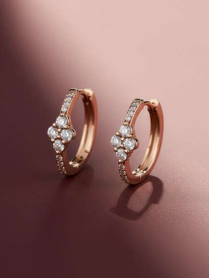 MAEJOY Women Lab
                        grown diamond 92.5 Sterling Silver 18KT Rose
                        gold plated hoop earrings