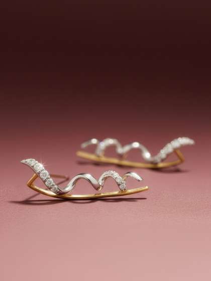 MAEJOY Spiral Lab
                        Grown Diamond 92.5 Sterling Silver 18KT Gold
                        Plated Climber Earrings
