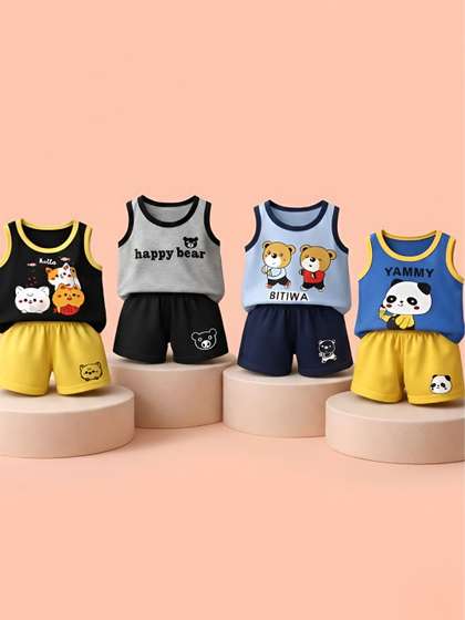 PY PINKYOU Unisex Kids
                    Printed T-shirt with Shorts