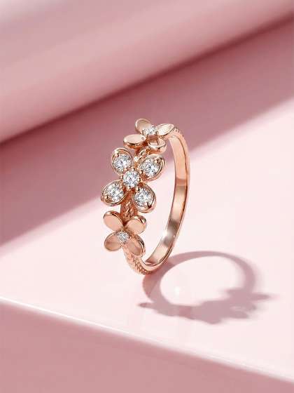 MAEJOY Floral
                        cluster Lab grown diamond 92.5 Sterling Silver
                        18KT rose gold plated ring