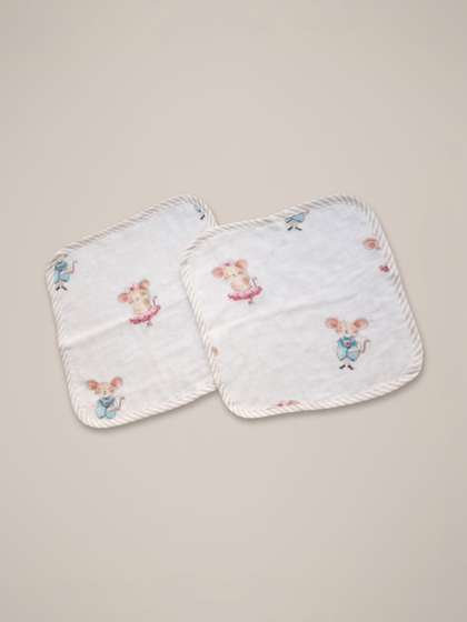 DEBAANS Kids Set of 2
                      Mice Printed Eco Friendly Washcloths