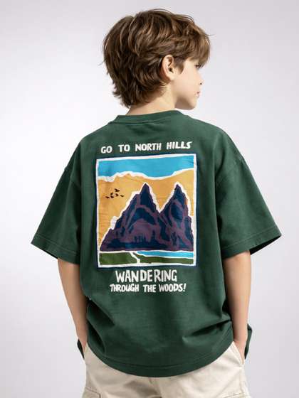 Alan Jones Boys Graphic
                    Printed Round Neck Oversized T-shirt
