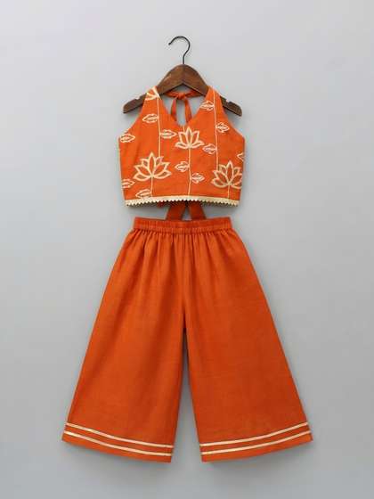 SHAHUDI DESIGNER Girls
                      Embroidered Top with Palazzos