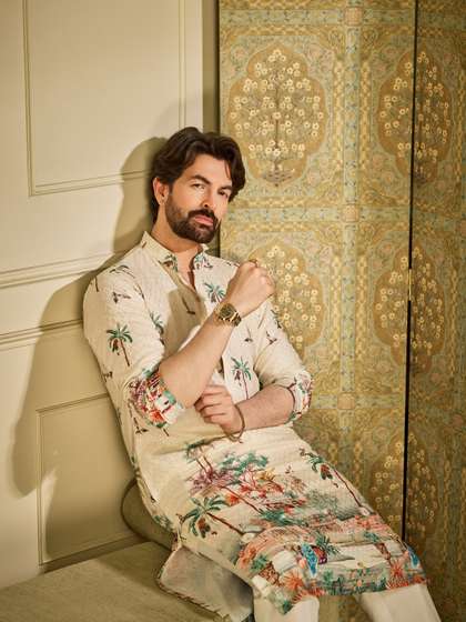SOJANYA Ethnic
                          Motifs Printed Mandarin Collar Sequinned
                          Straight Kurtas