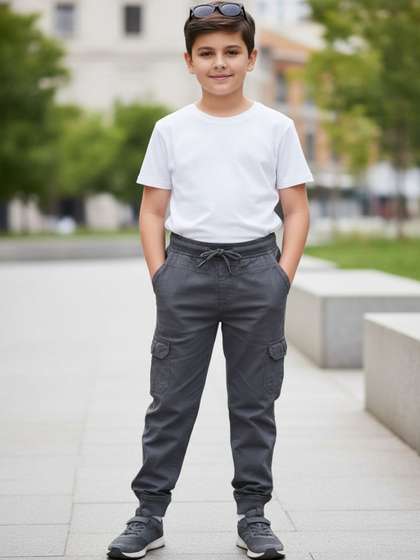 V-Mart Boys Solid
                      Twill Cargo N Joggers