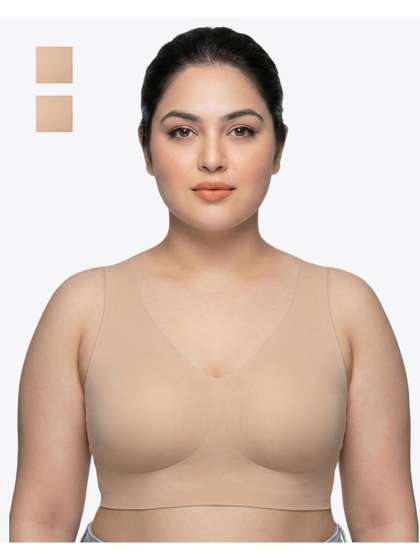 Invisifit Pack Of 2
                      Cotton Non-Padded Full Coverage Plus-Size Bonded
                      Broad Straps Bra