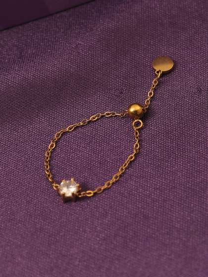 SALTY Women
                        Champagne 14k Gold Plated Finger Chain