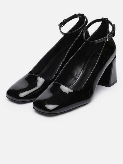 MANGO Square Toe
                        Block Heeled Pumps