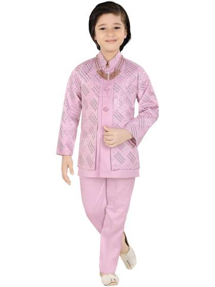 joley poley Boys
                          Sequin Embroidered Mandarin Collar Sherwani