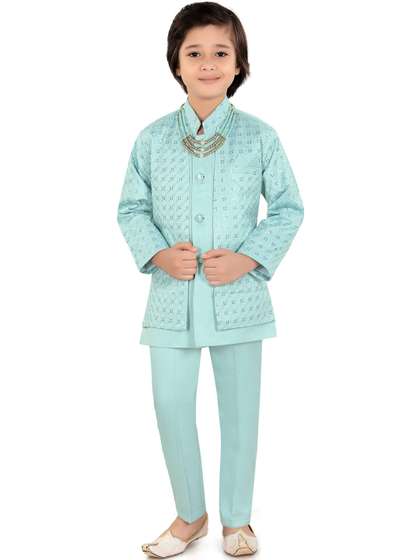 joley poley Boys
                        Embroidered Mandarin Collar Sherwani