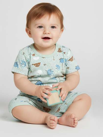 BABY GO Boys Printed
                    T-shirt with Shorts