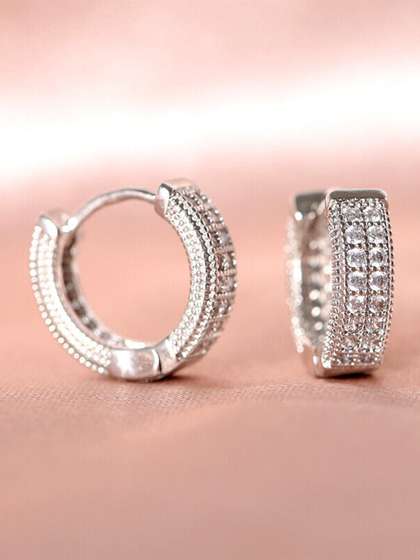 SALTY Men Silver-Plated
                    Stainless Steel Circular Shaped Hoop Earrings