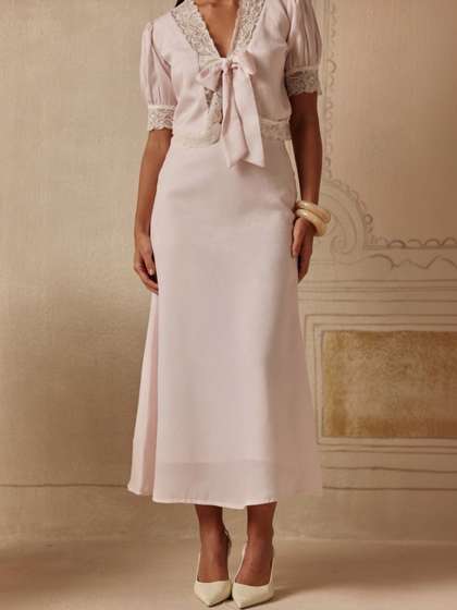 Sage by Mala Women
                        Pure Cotton Blend Cotton Cambric Midi Flared
                        Skirt