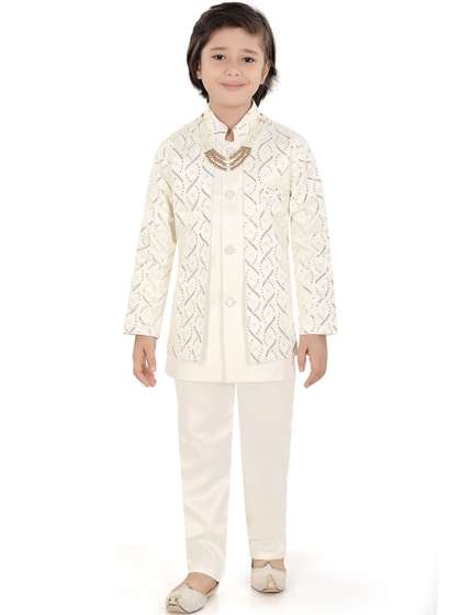 joley poley Boys
                          Embroidered Mandarin Collar Sherwani