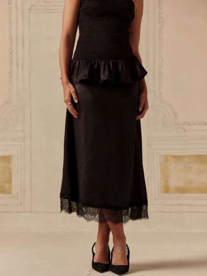 Sage by Mala Women
                        Pure Cotton Blend Cotton Cambric Midi Flared
                        Skirt